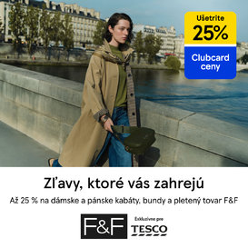 Zľava 25 % na vybrané kabáty a pletený tovar značky F&F